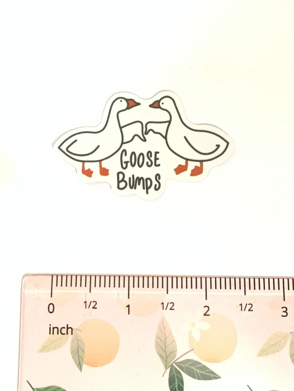 Goose Bumps Bird Sticker - White with Orange Accents